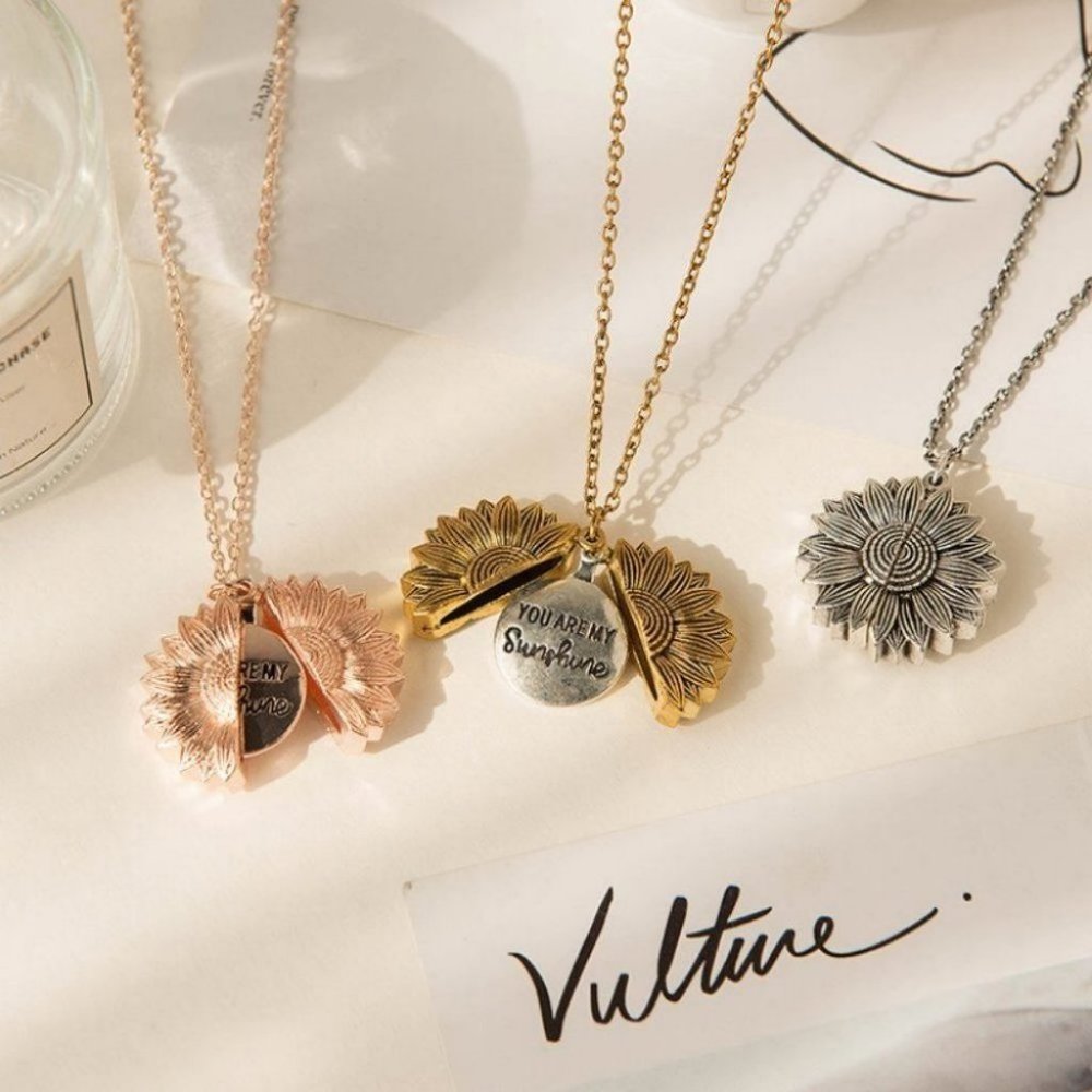 You Are My Sunshine Sunflower Pendant Necklace - Picture 2 of 11